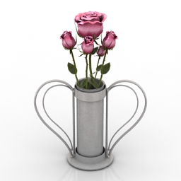 Vase decor roses 3d model