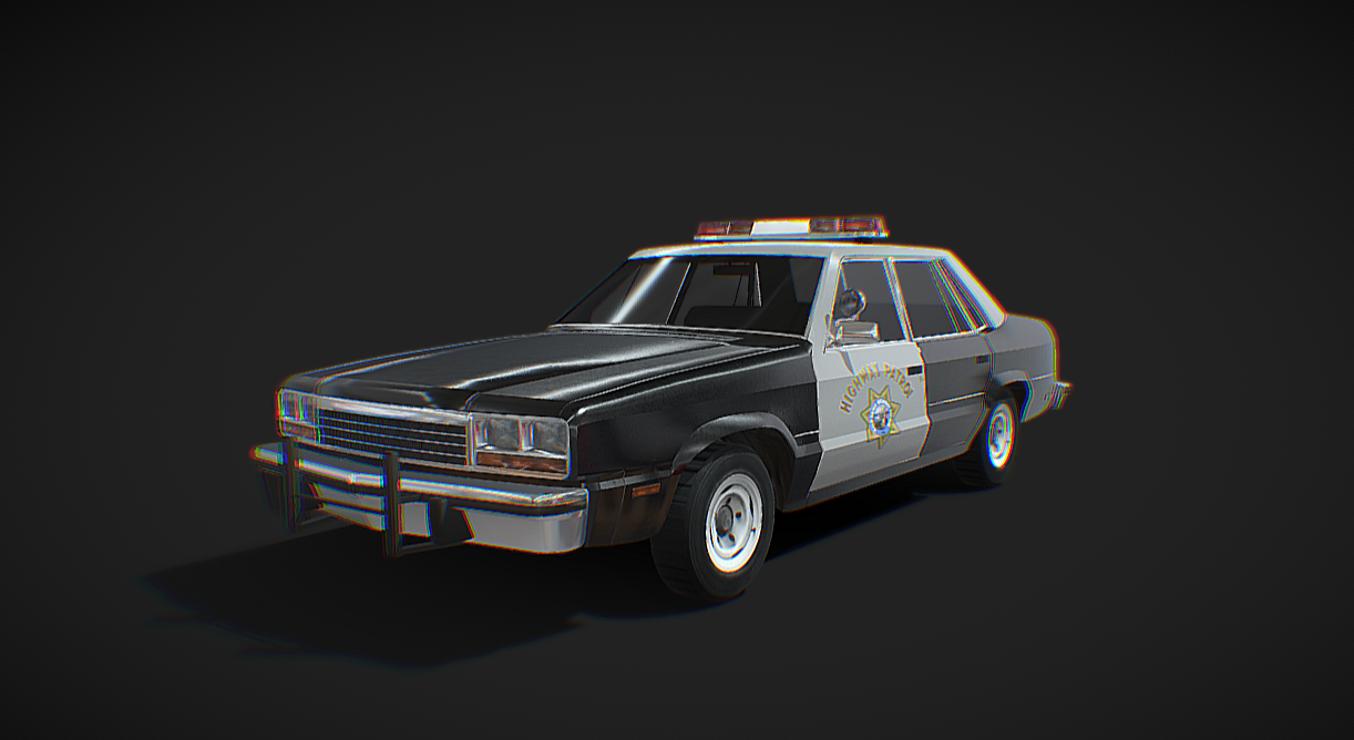 80s Generic police car - Low poly model