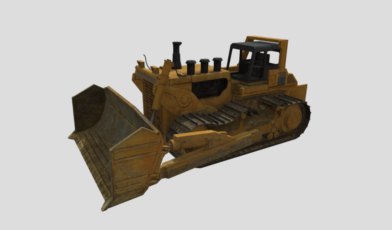 Hydraulic Bulldozer with Broken Chain