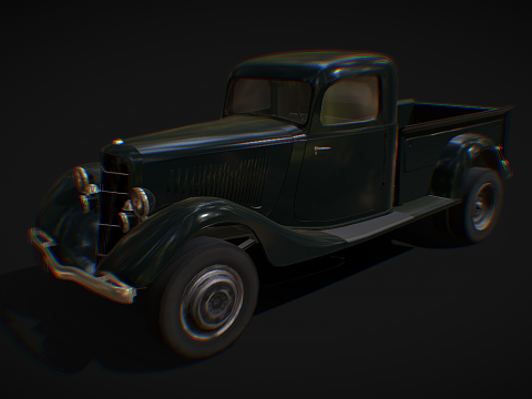 Old Ford Lifted Pickup - Low poly model