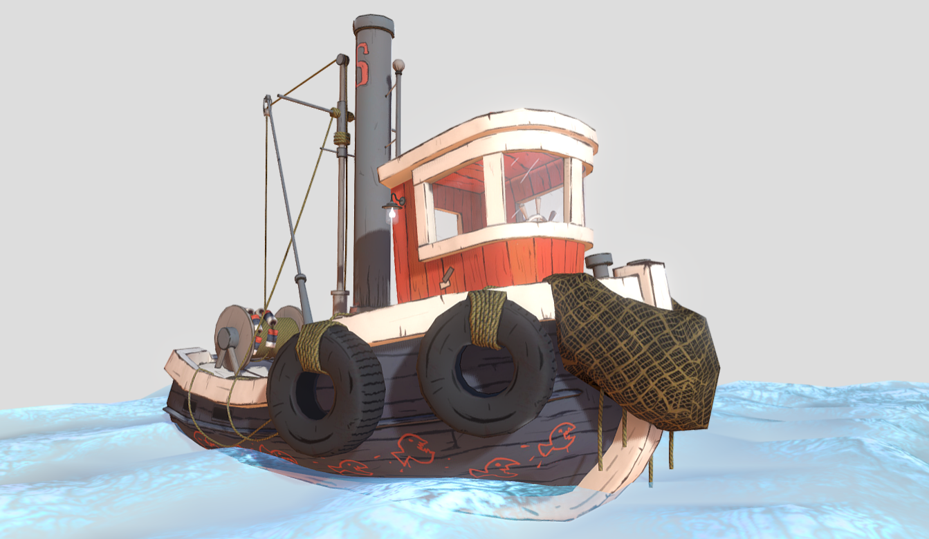 Stylized fishing boat