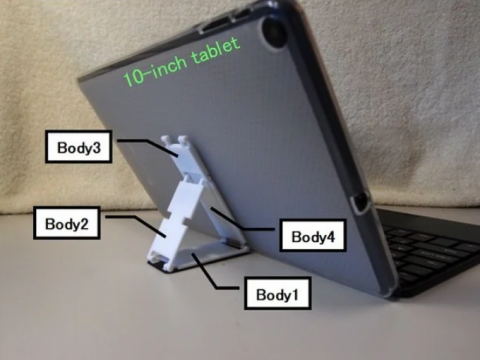 Thin tablet stand for horizontal(landscape) placement of 10-inch tablets