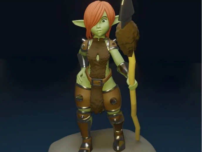 Cute Goblin Girl With Spear