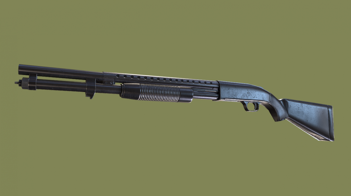 Mossberg 500 Shotgun low-poly - DownloadFree3D.com