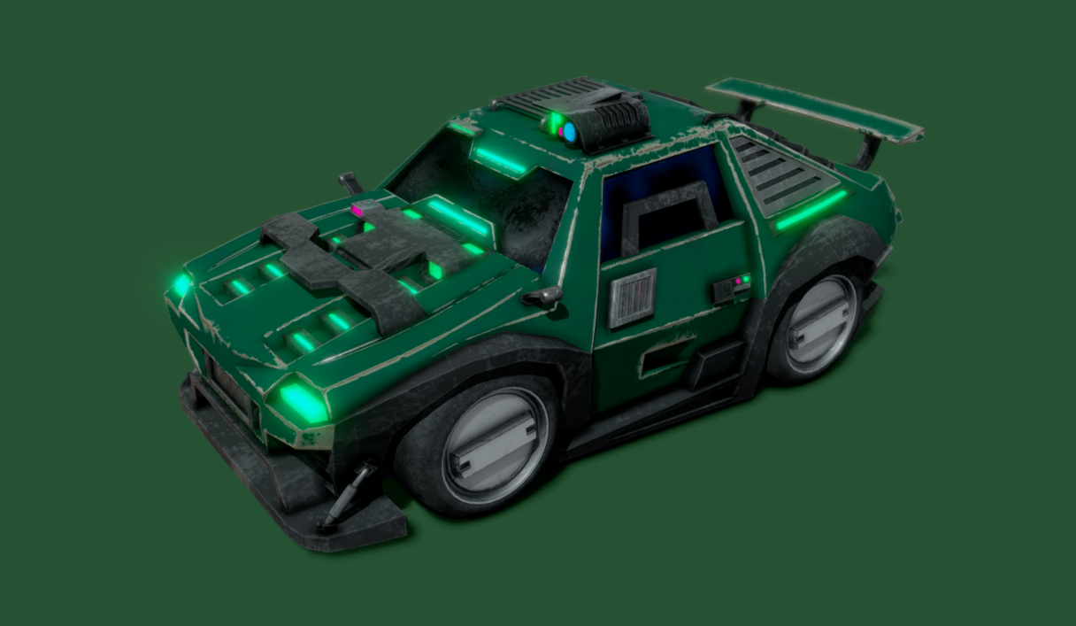 Green Bug Stylized Scifi Car 