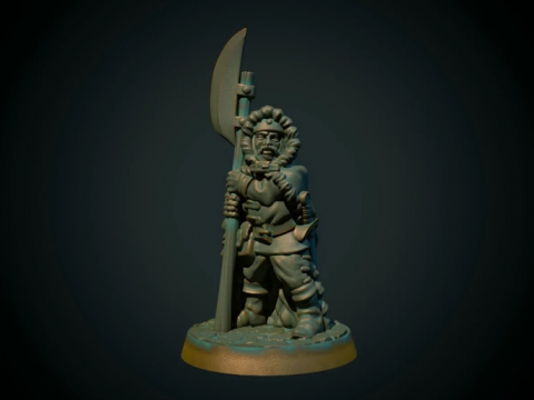 Guard with halberd 28mm (supportless, FDM friendly)