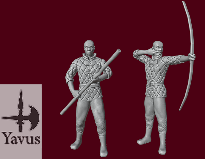 Human Male Gambeson Staff - Archer, Ranger, Druid, Rogue, Militia
