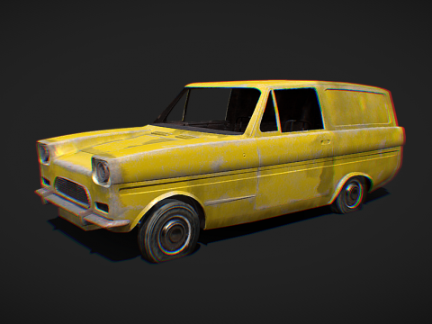 Rusted British compact car - Low poly model