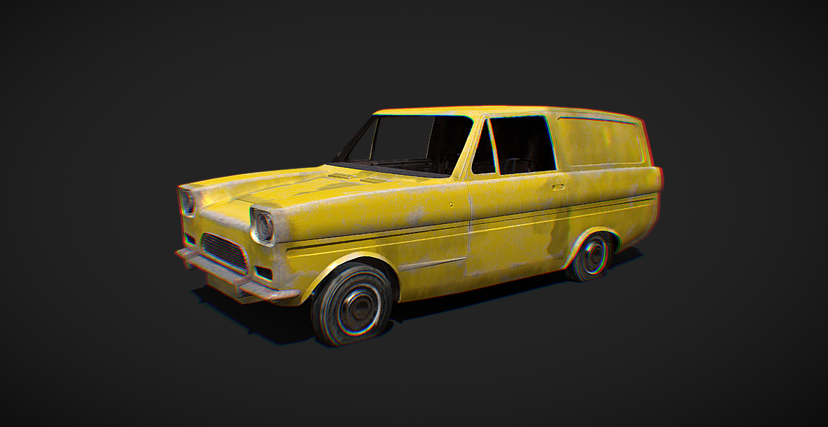 Rusted British compact car - Low poly model