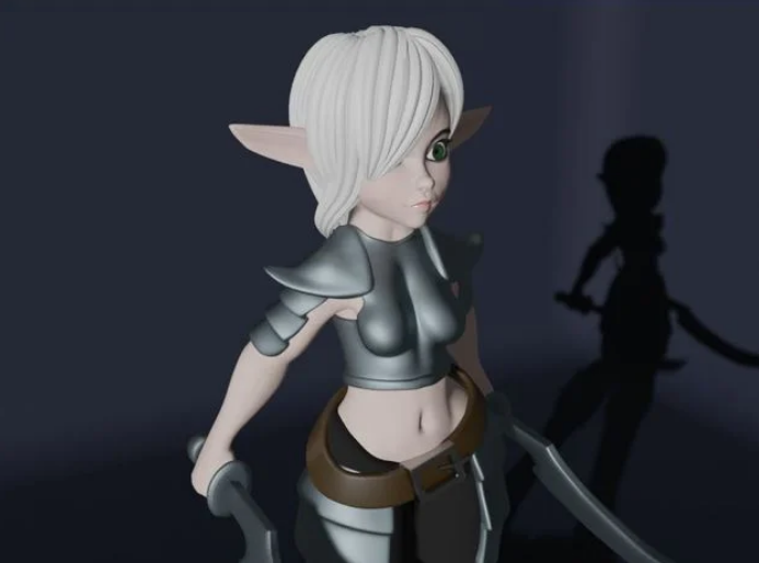 Fighter Female Elf or Goblin Girl