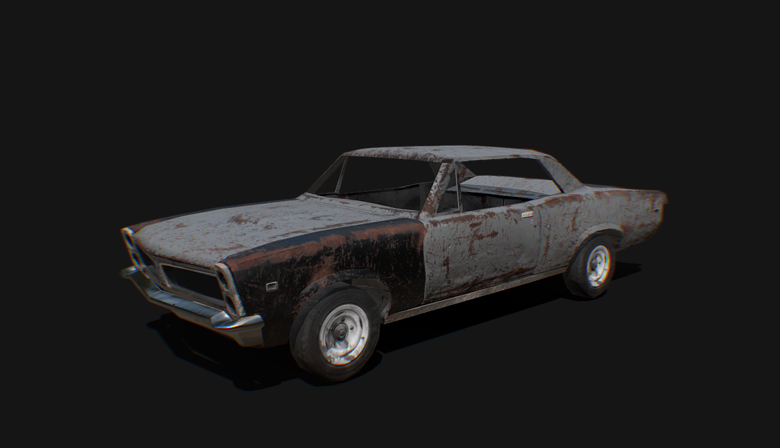 Old rusted muscle car - Low poly model