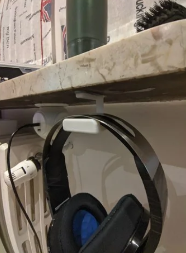 Headset holder under table
