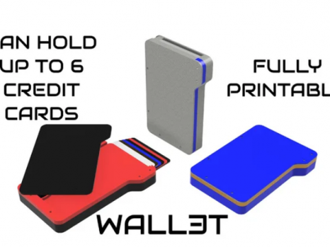Wall3t - Fully 3D Printable Wallet (Holds up to 6 credit cards)