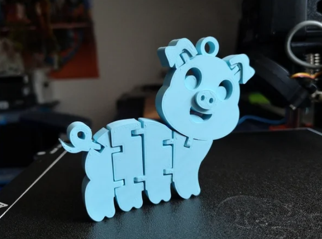 Flexi Articulated Pig Keychain