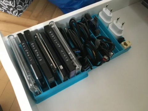 Drawer Ikea Alex Holder for cables, HDD|SSD and charges