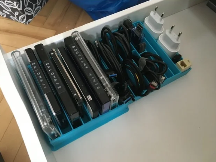 Drawer Ikea Alex Holder for cables, HDD|SSD and charges