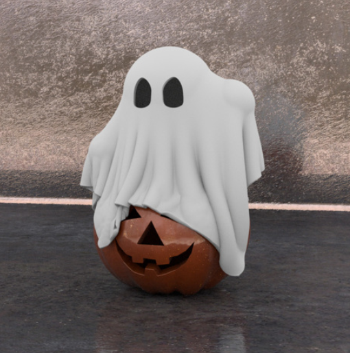 Ghost on Pumpkin Halloween