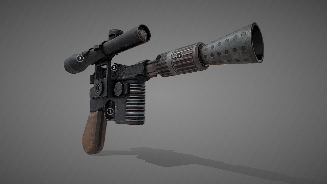 Han Solo's DL-44 Heavy Blaster - Game Ready