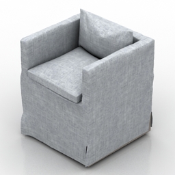 LOW BELGIAN SHELTER ARM SLIPCOVERED FABRIC ARMCHAIR 3d model