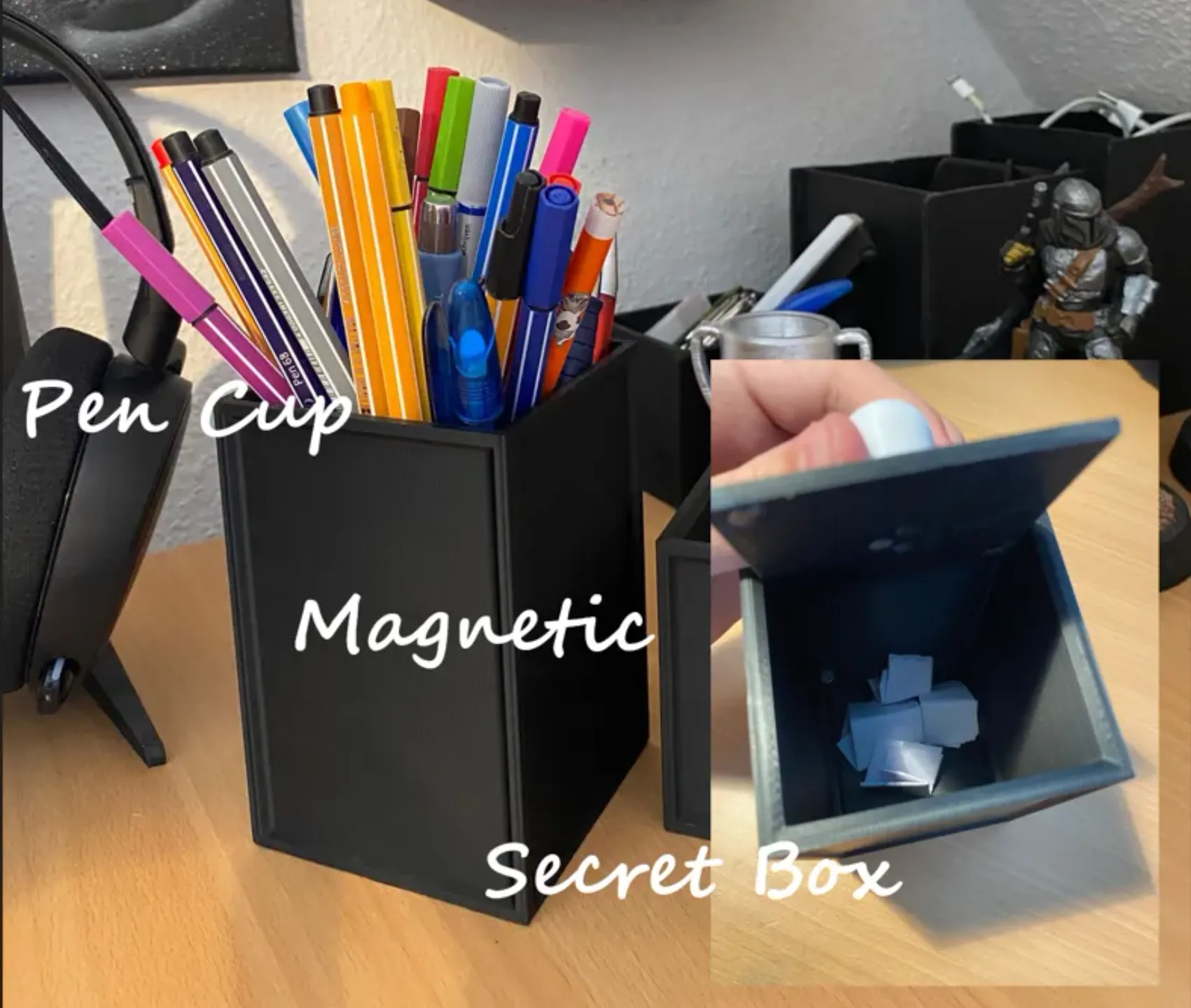 Pen Cup with Magnetic Secret Case 