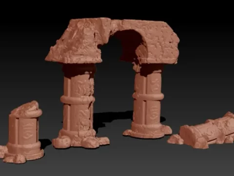 Ruins for Tabletop Gamin - Arch and Broken Pillars