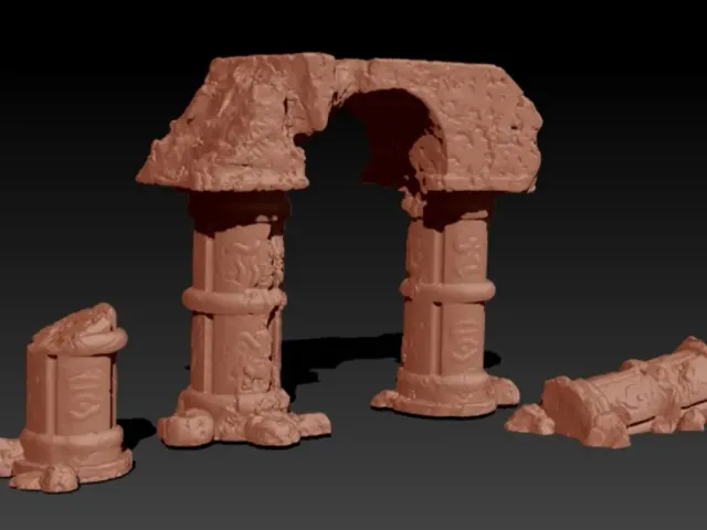 Ruins for Tabletop Gamin - Arch and Broken Pillars