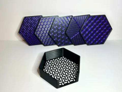 Customizable hexagon coasters with holder