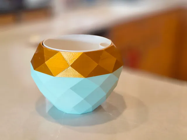 Diamond-like Geodesic Low Polygon Planter Pot or Vase