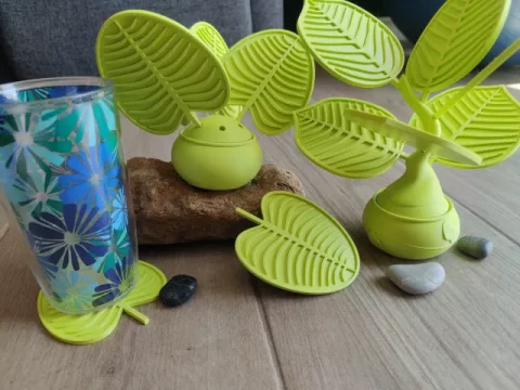 Leaf Drink Coasters with Decorative Plant Holder