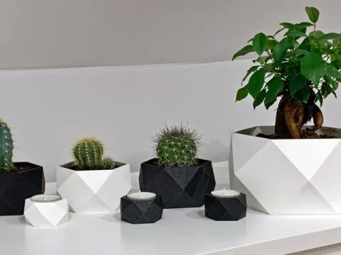 Hexagonum flower pots with tealight