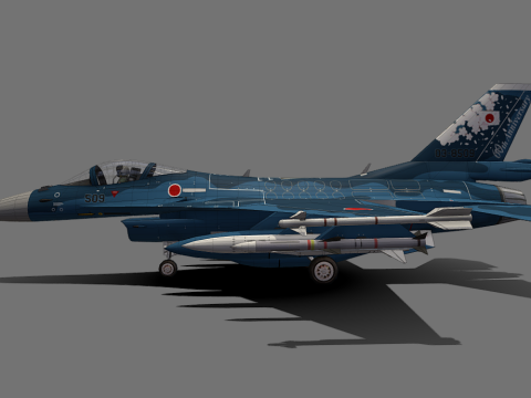 JASDF F-2A Low Poly model