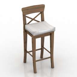 Chair bar wooden 3d model
