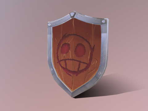 Wooden Skull Carved Shield