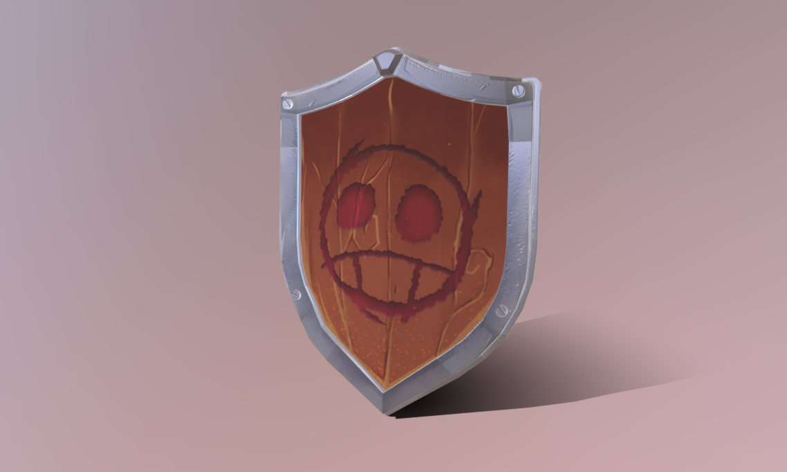 Wooden Skull Carved Shield