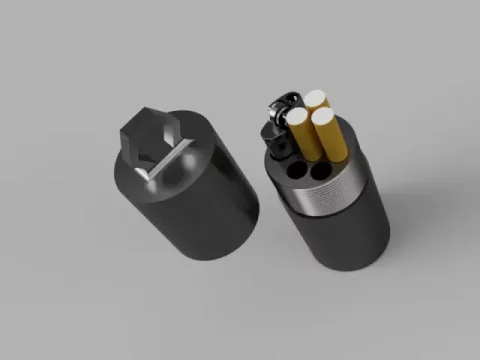Cigarette container with lighter