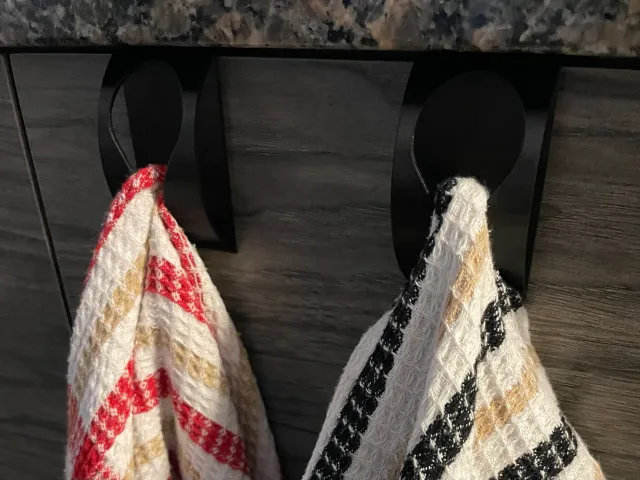 Cabinet door towel hook 