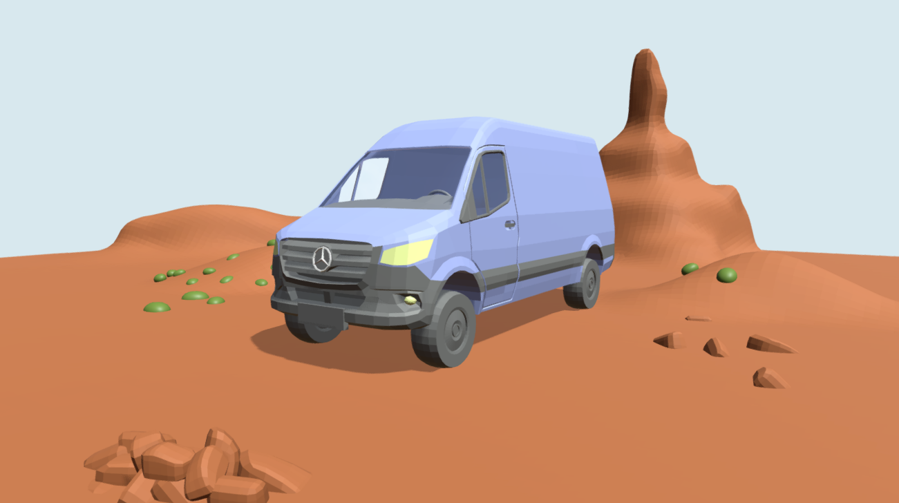 Van in desert