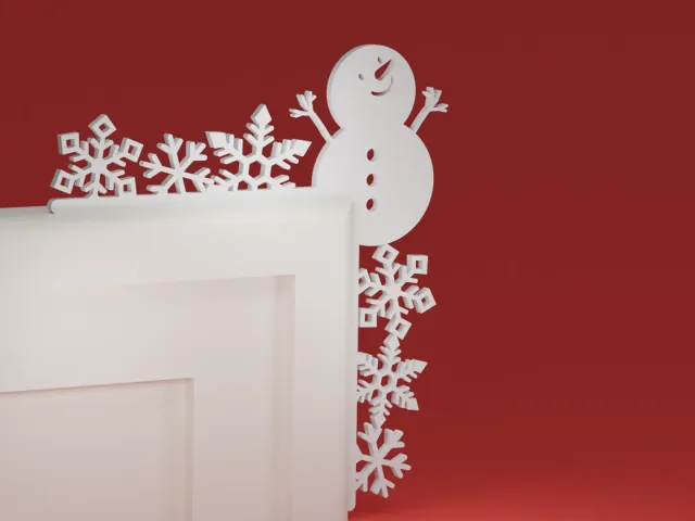 Christmas Door Trim Corner 21 - Snowman and Snowflakes (Christmas ornament) 
