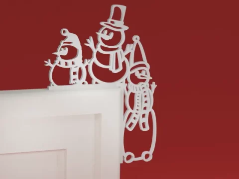 Christmas Door Trim Corner 22 - Snowmen (3 x Snowman) (Christmas ornament)