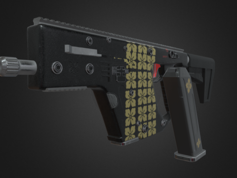 Kriss vector lowpoly with a batik inspired camo