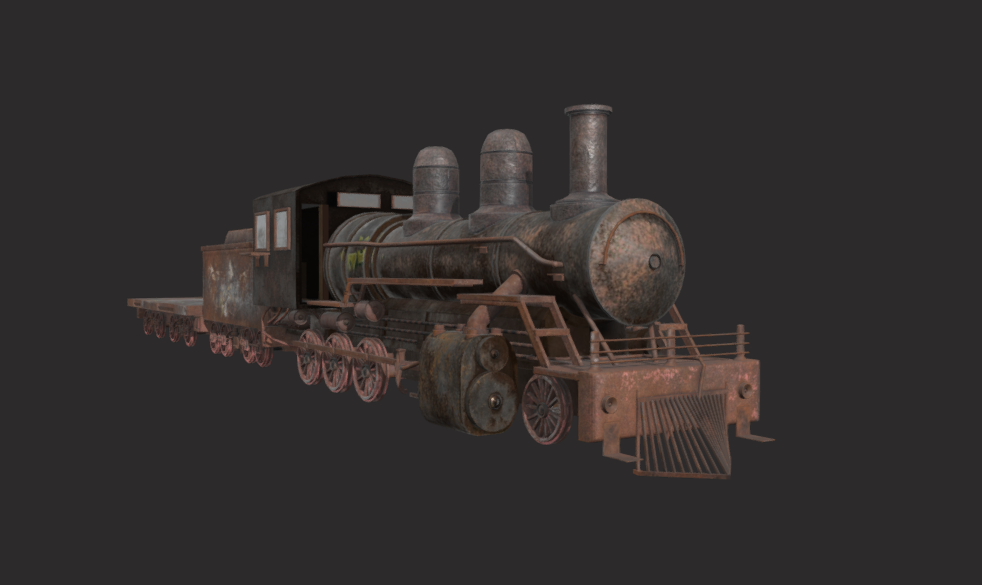 Full rusty train including wheels - 1k Textures
