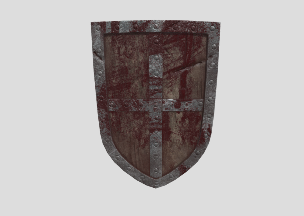 Low Poly Damaged Medieval Shield