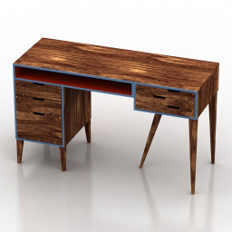 Table Heirloom Mid Century Modern Solid Walnut Desk 3d model