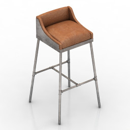 Chair bar IRON SCAFFOLD LEATHER STOOL 3d model