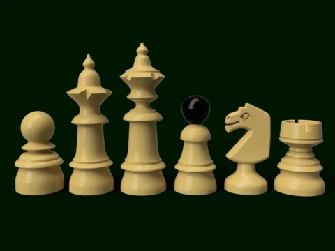 Czechoslovakian Coffee House Chess Set 3d model