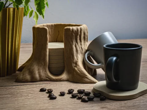 Tree Trunk Coaster Holder 3d model