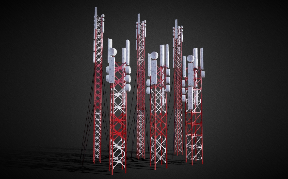 Telecommunication Tower Low-Poly 3d model