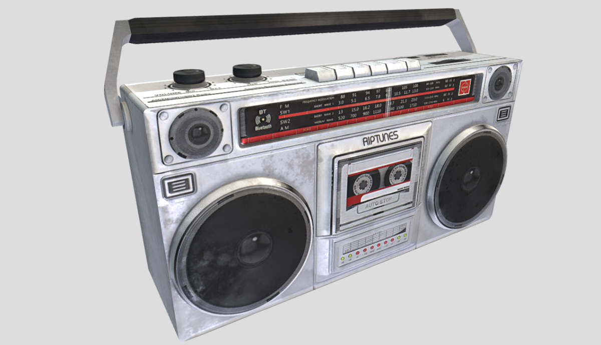 90s Style Boombox Radio Low Poly Prop