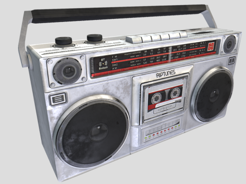 90s style Boombox Radio (low-poly) Prop 3d model
