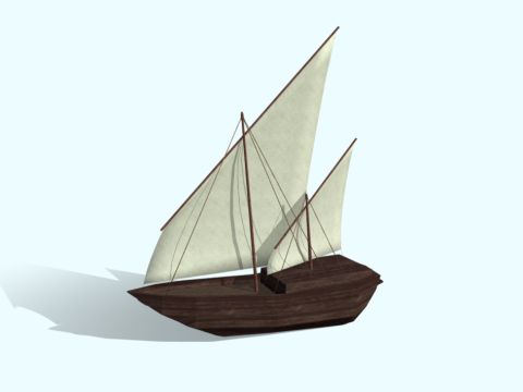 Low Poly Ancient Dhow Ship 3d model